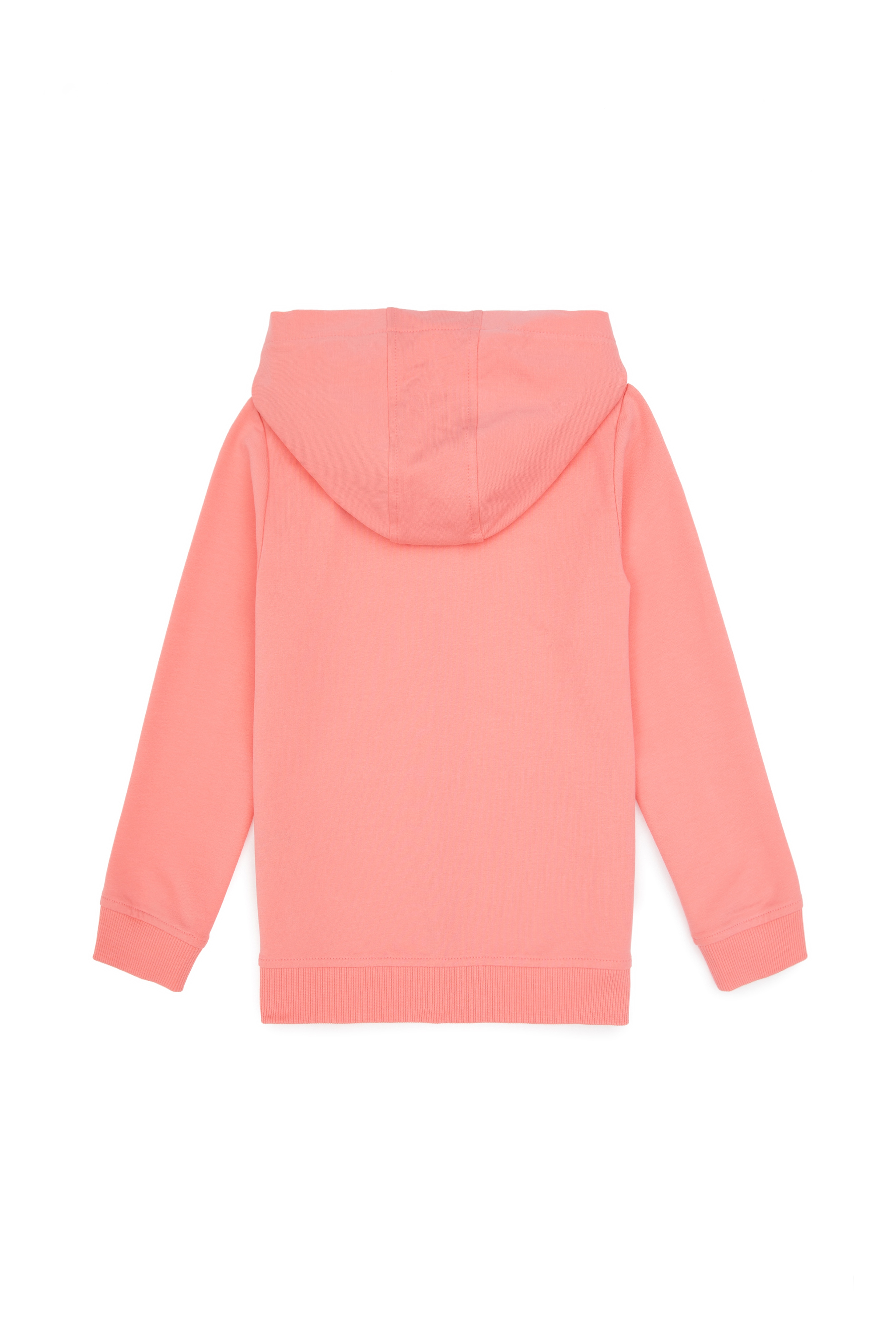Kız Çocuk Neon Pembe Kapüşonlu Fermuarlı Sweatshirt