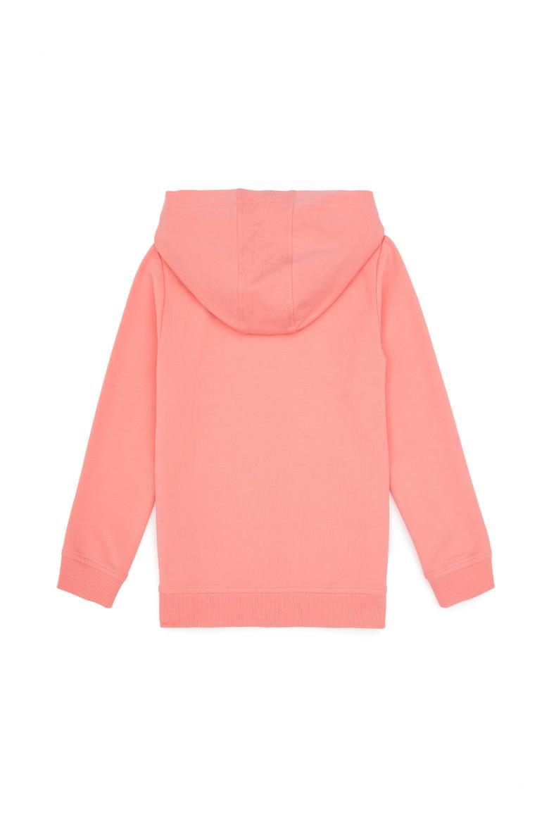 Kız Çocuk Neon Pembe Kapüşonlu Fermuarlı Sweatshirt - 50316873020