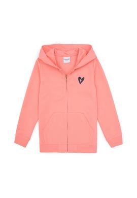 Kız Çocuk Neon Pembe Kapüşonlu Fermuarlı Sweatshirt - 50316873020
