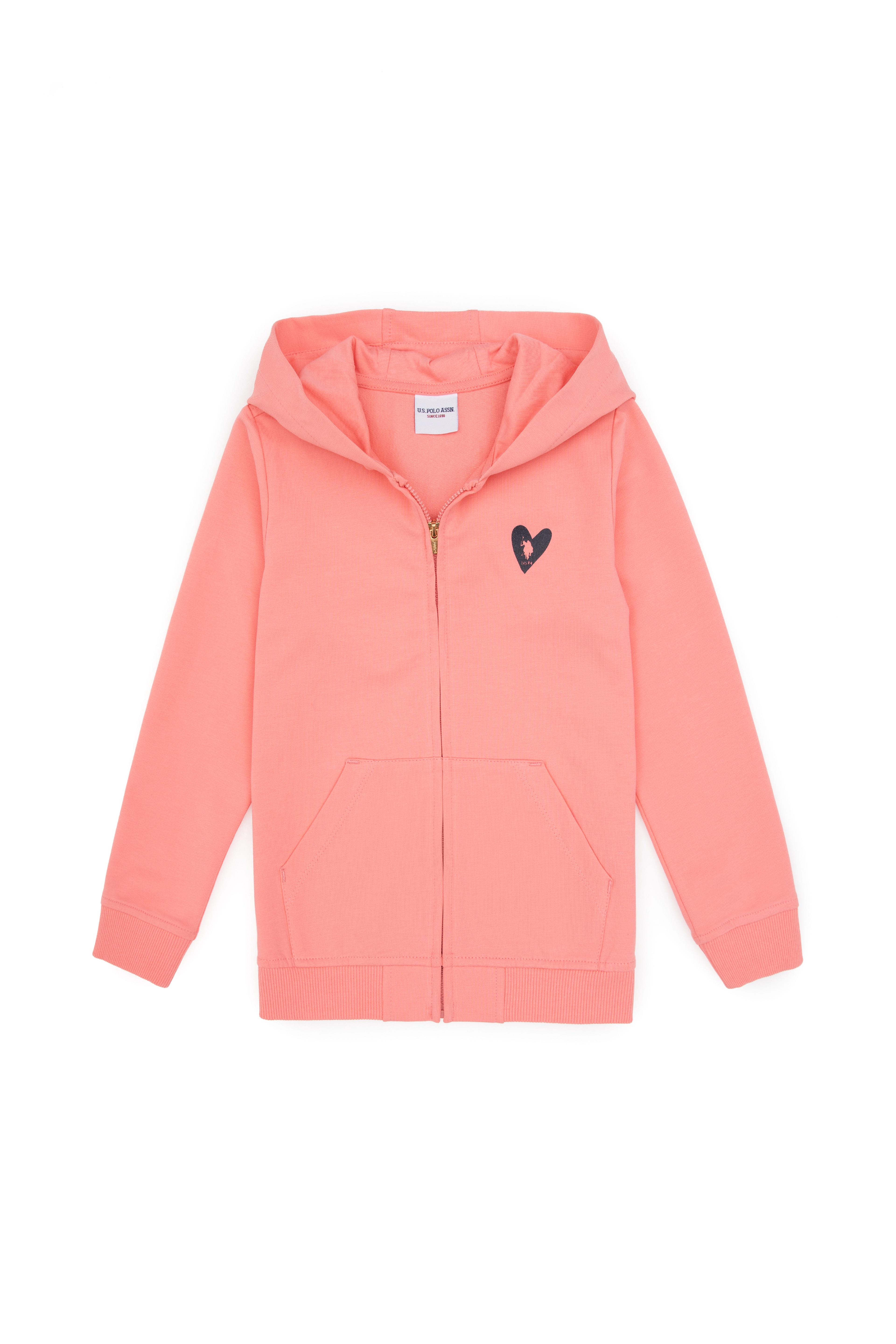 Kız Çocuk Neon Pembe Kapüşonlu Fermuarlı Sweatshirt