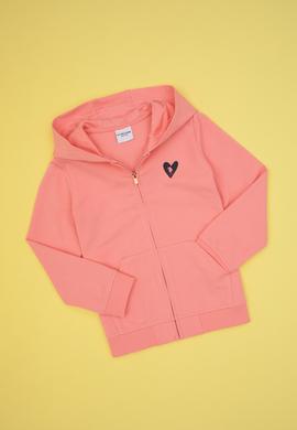 Kız Çocuk Neon Pembe Kapüşonlu Fermuarlı Sweatshirt - 50316873020