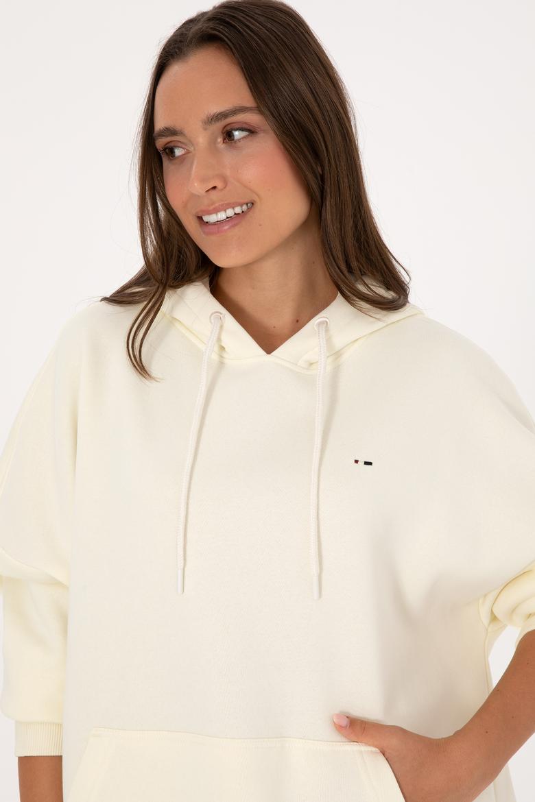 Kadın Krem Şardonlu Kapüşonlu Sweatshırt - 50313567110