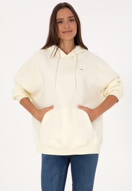 Kadın Krem Şardonlu Kapüşonlu Sweatshırt - 50313567110