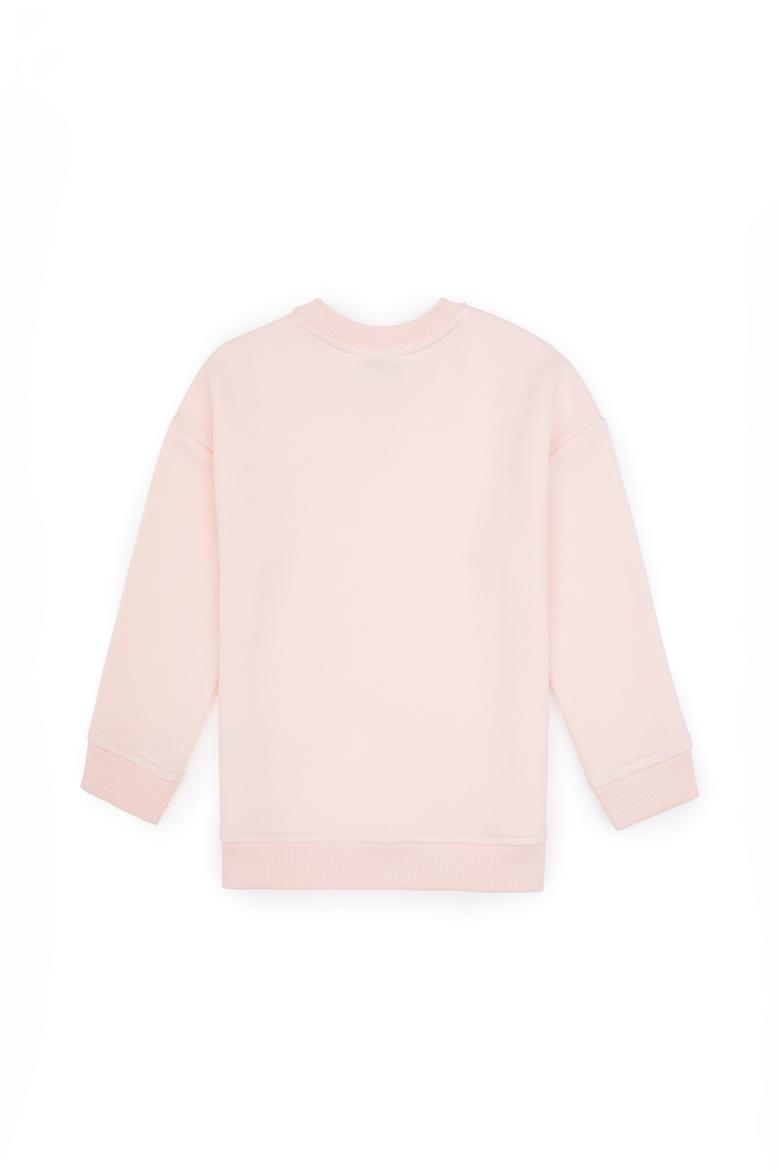Kız Çocuk Açık Pembe Şardonlu Bisiklet Yaka Basic Sweatshirt - 50316810030