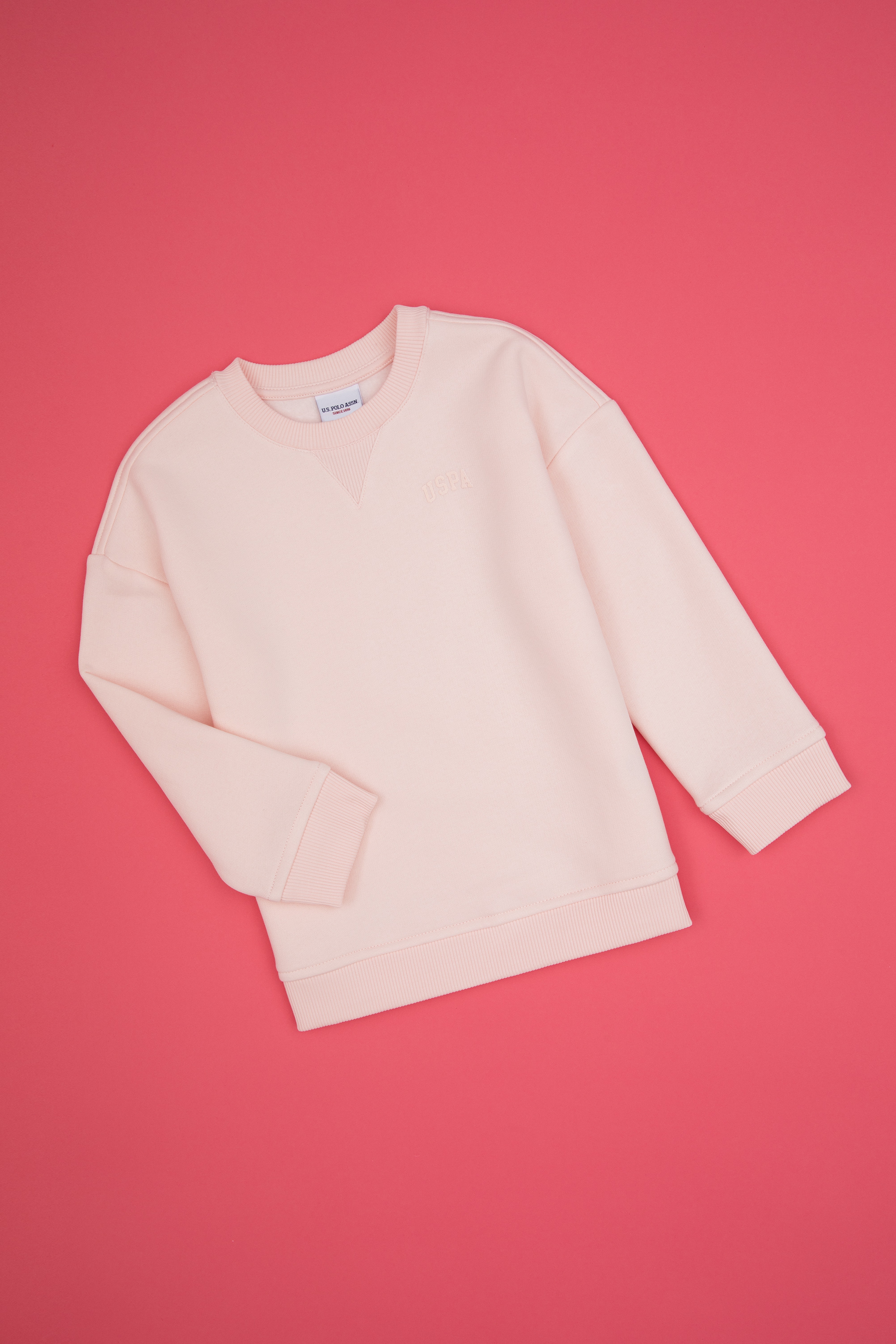 Kız Çocuk Açık Pembe Şardonlu Bisiklet Yaka Basic Sweatshirt - Image 5