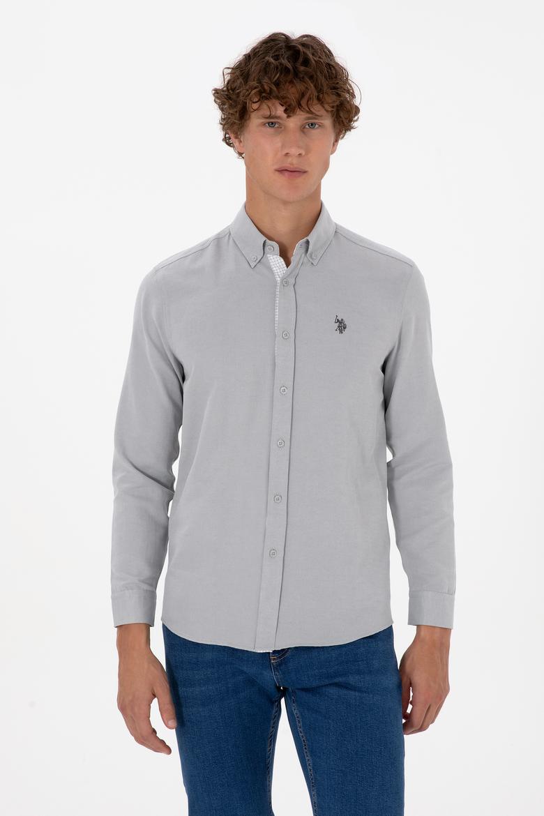 Erkek Gri Uzun Kollu Gömlek