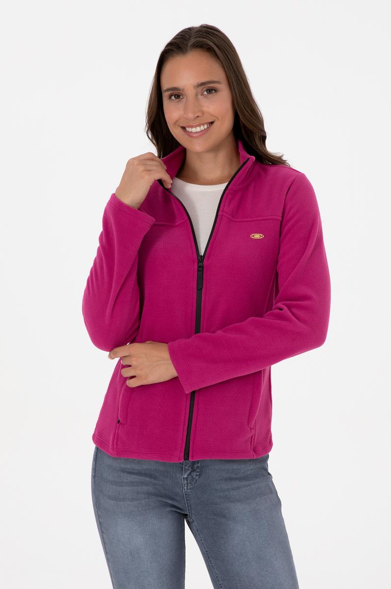Kadın Fuşya Fermuarlı Dik Yaka Polar Sweatshirt