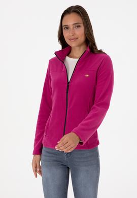 Kadın Fuşya Fermuarlı Dik Yaka Polar Sweatshirt - 50316729063