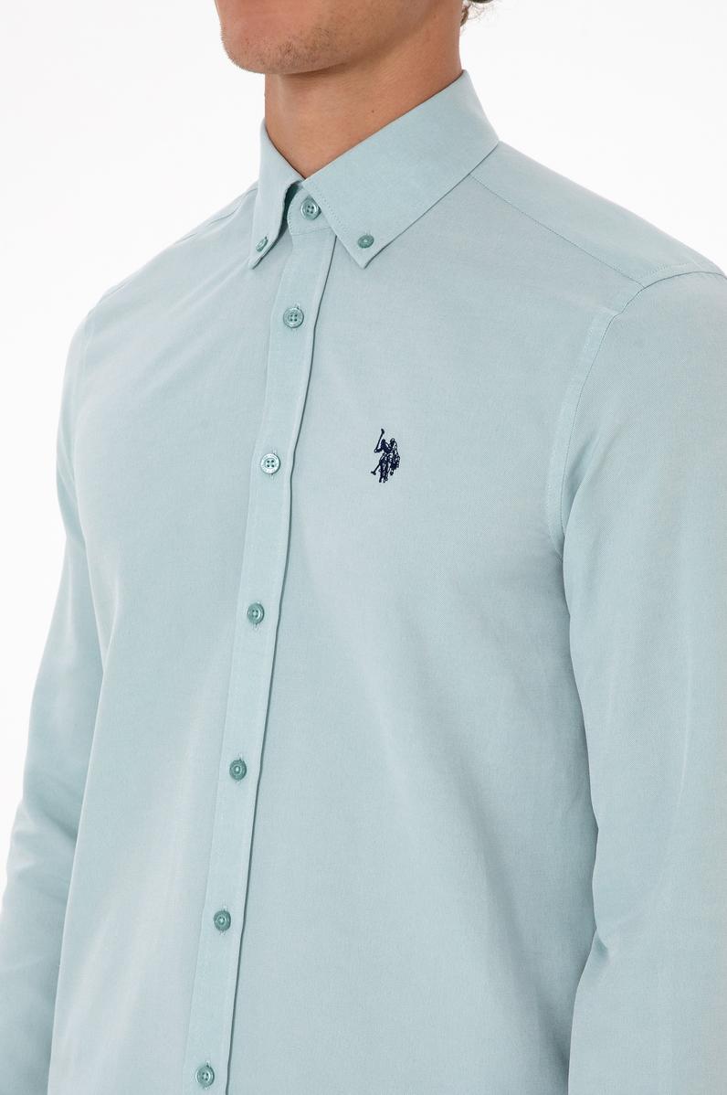 Erkek Mint Uzun Kollu Basic Gömlek