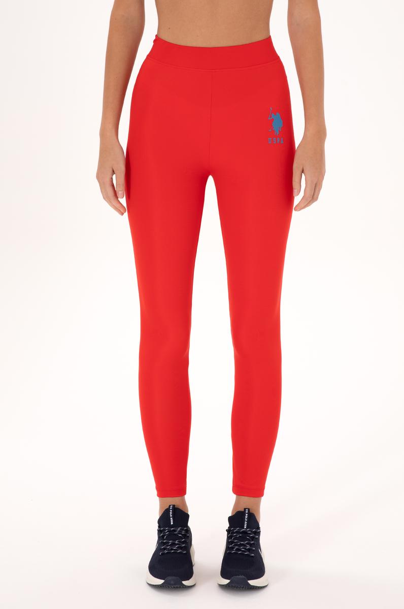 Kadın Kırmızı Yüksel Bel Spor Tayt