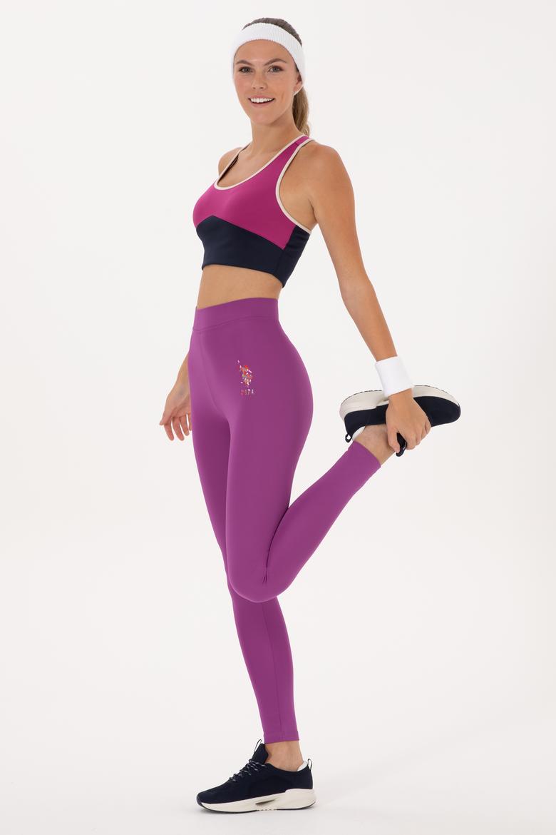 Kadın Mor Yüksek Bel Spor Tayt - 50284055011