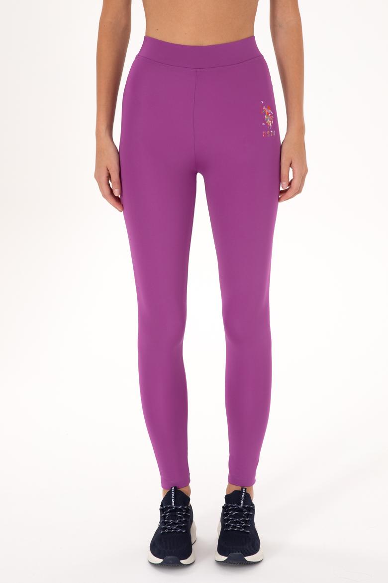 Kadın Mor Yüksek Bel Spor Tayt