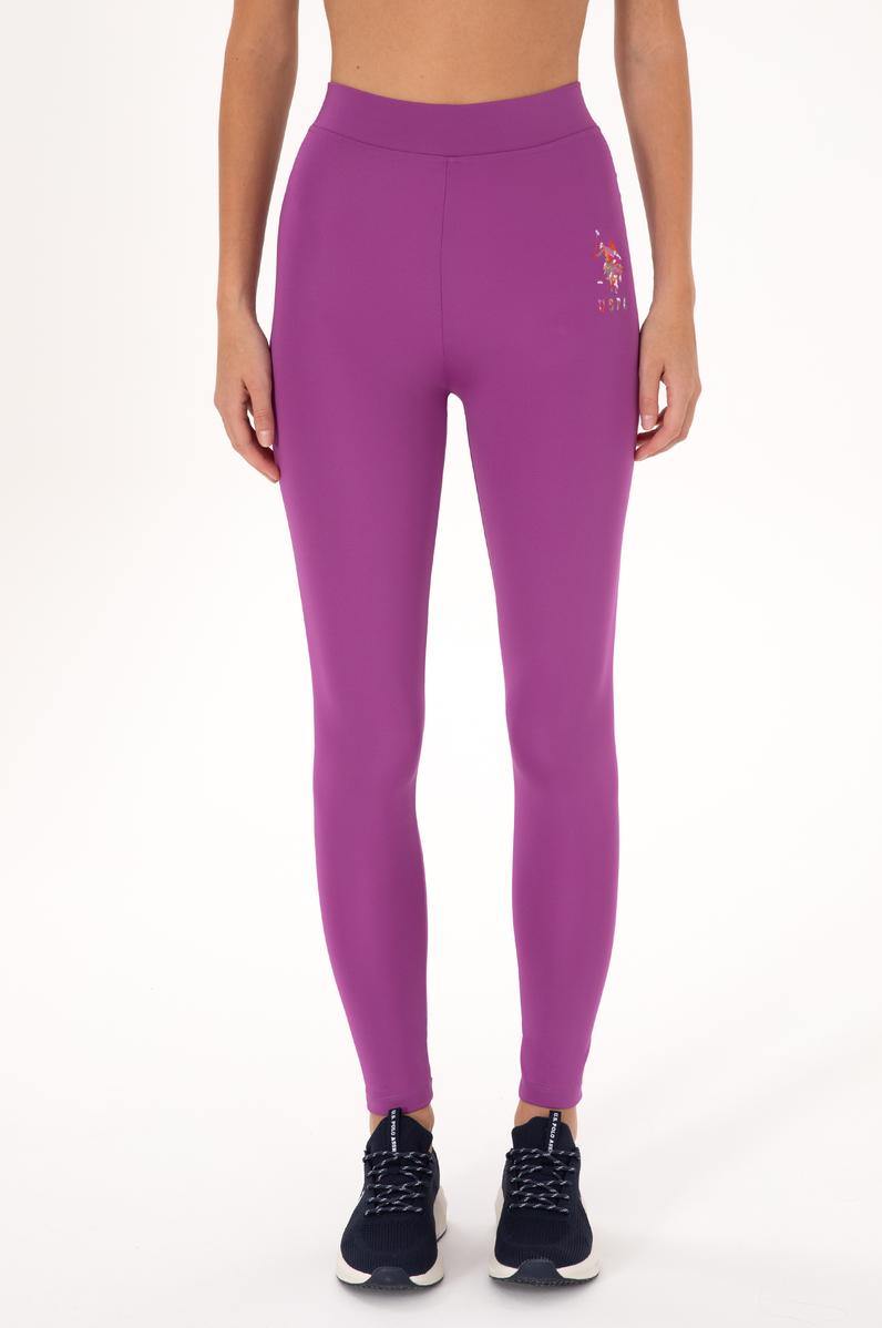 Kadın Mor Yüksek Bel Spor Tayt