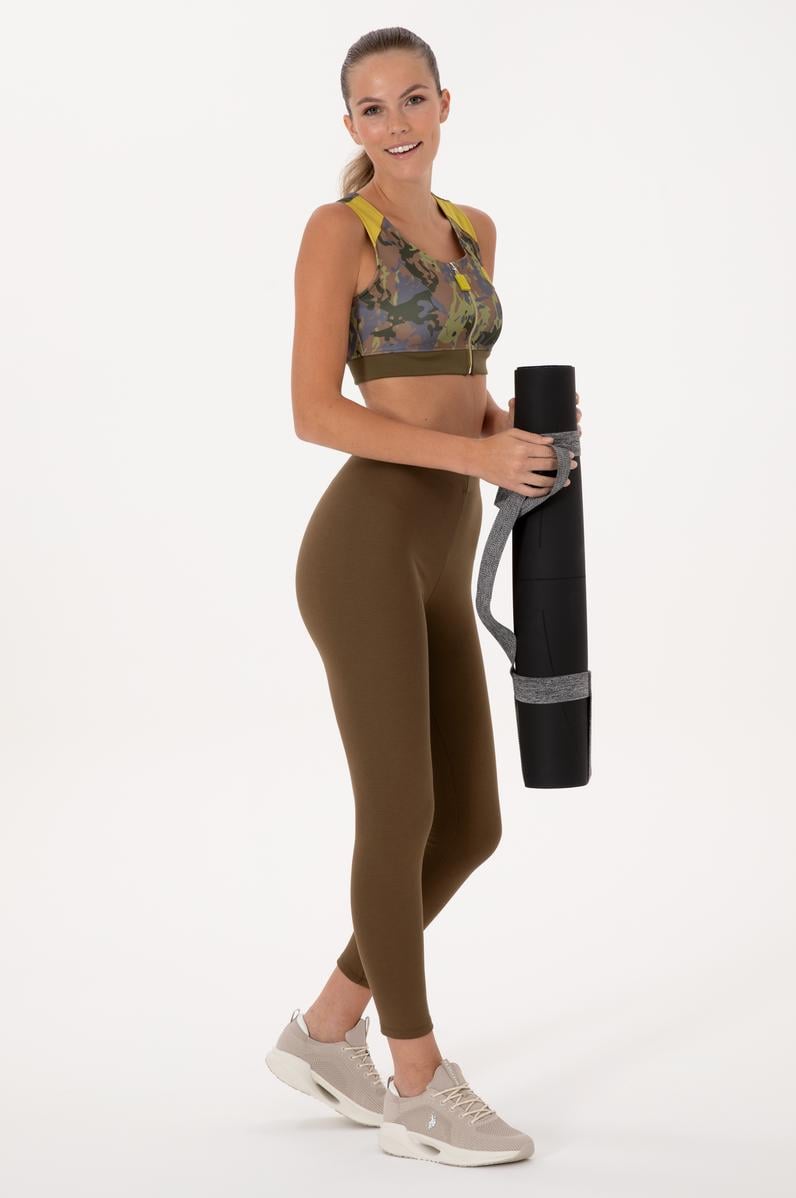 Kadın Haki Melanj Yüksek Bel Toparlayıcı Günlük Tayt