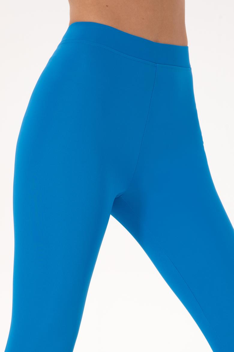 Kadın Saks Mavisi Yüksek Bel Capri Spor Tayt - 50284265016