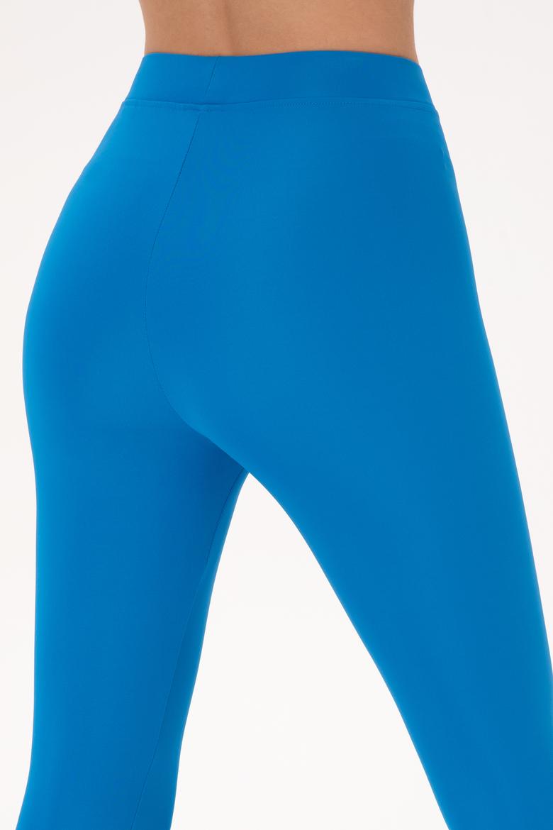 Kadın Saks Mavisi Yüksek Bel Capri Spor Tayt - 50284265016