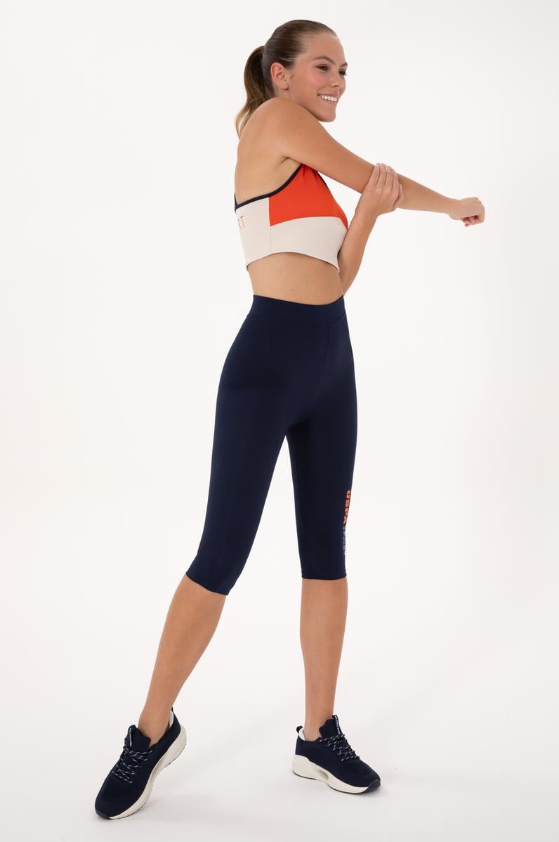 Kadın Lacivert Yüksek Bel Capri Spor Tayt