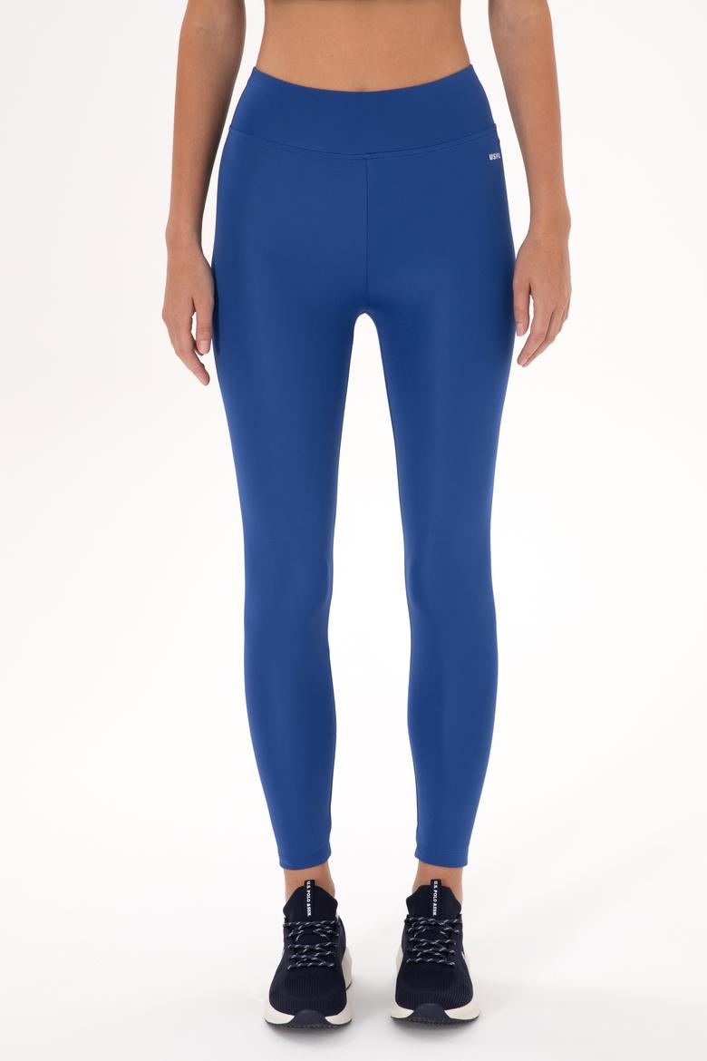 Kadın Saks Mavisi Yüksek Bel Spor Tayt