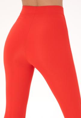 Kadın Kırmızı Yüksek Bel Tül Detaylı Spor Tayt - 50300689021