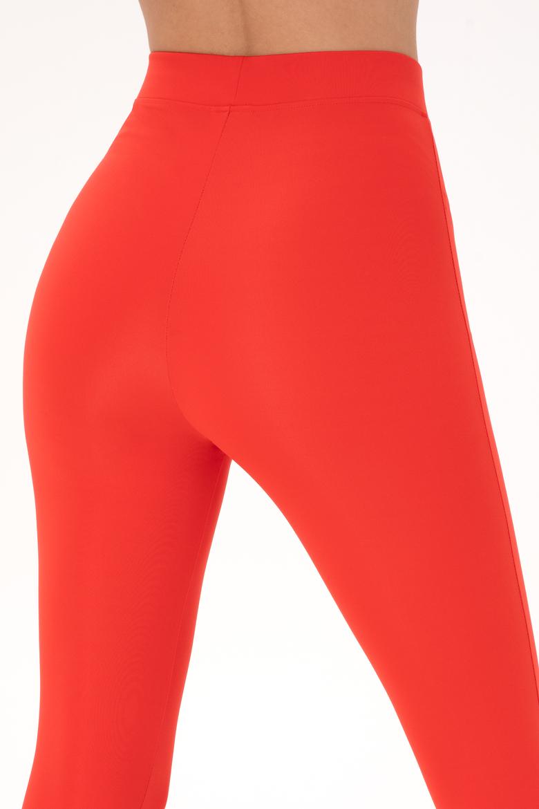 Kadın Kırmızı Yüksek Bel Tül Detaylı Spor Tayt - 50300689021