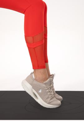 Kadın Kırmızı Yüksek Bel Tül Detaylı Spor Tayt - 50300689021