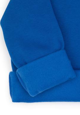 Erkek Çocuk Koyu Mavi Basic Kapüşonlu Şardonlu Sweatshirt - 50313808217