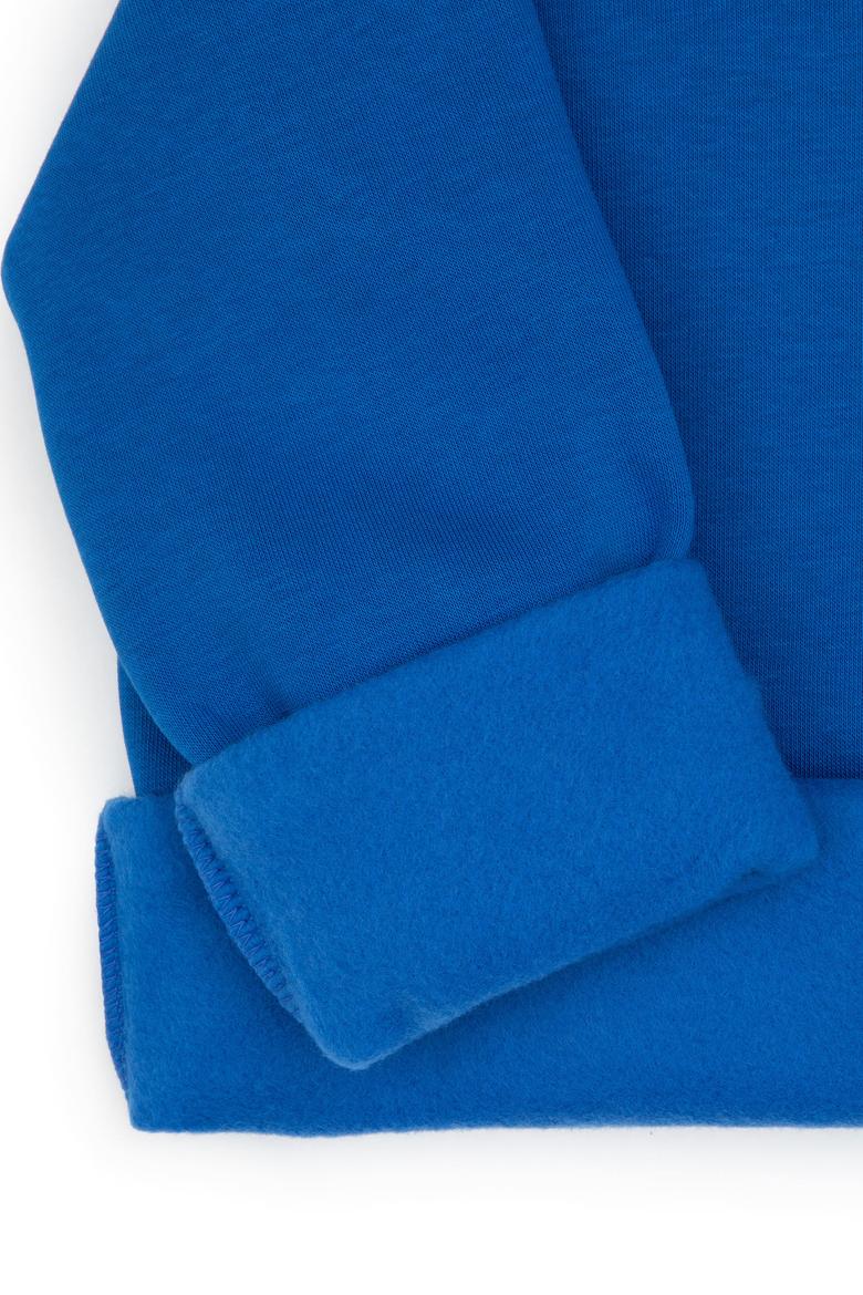 Erkek Çocuk Koyu Mavi Basic Kapüşonlu Şardonlu Sweatshirt - 50313808217