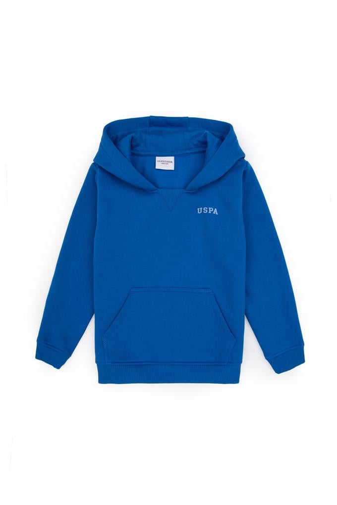 Erkek Çocuk Koyu Mavi Basic Kapüşonlu Şardonlu Sweatshirt