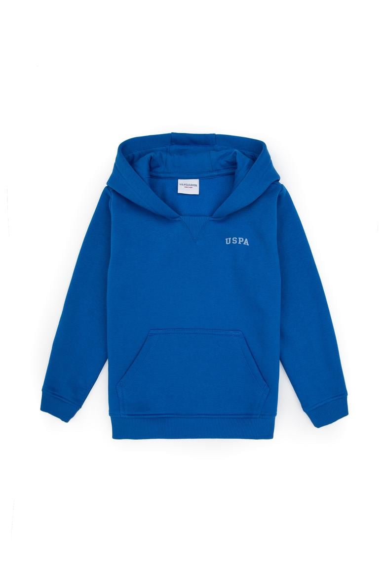 Erkek Çocuk Koyu Mavi Basic Kapüşonlu Şardonlu Sweatshirt