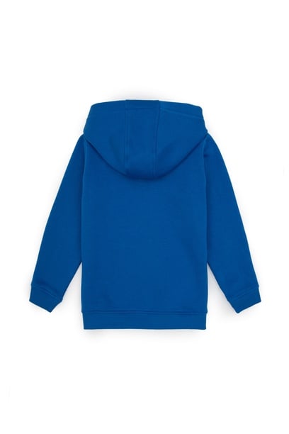 Erkek Çocuk Koyu Mavi Basic Kapüşonlu Şardonlu Sweatshirt