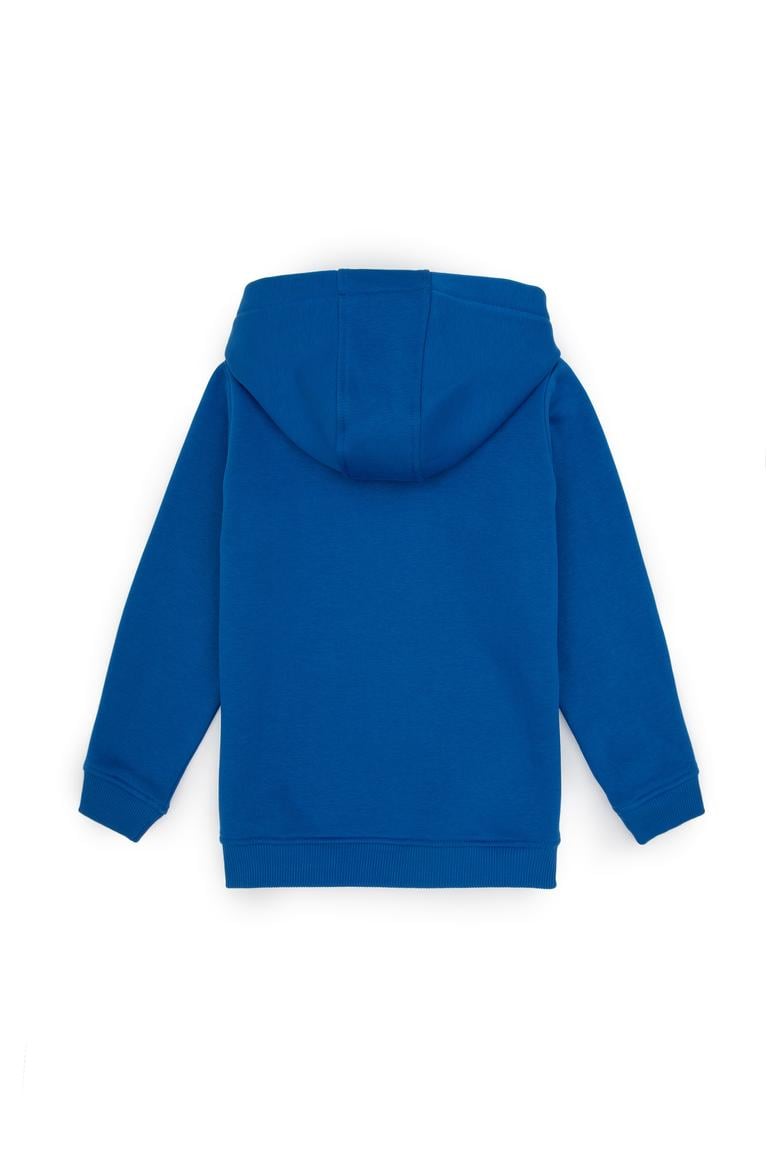 Erkek Çocuk Koyu Mavi Basic Kapüşonlu Şardonlu Sweatshirt - 50313808217