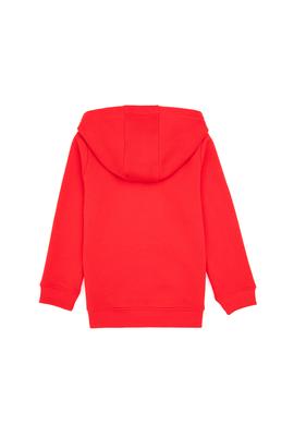 Erkek Çocuk Kırmızı Basic Kapüşonlu Şardonlu Sweatshirt - 50313808178