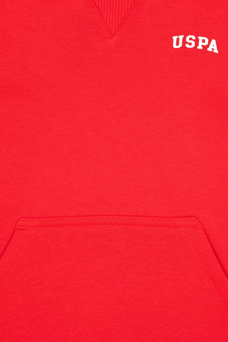 Erkek Çocuk Kırmızı Basic Kapüşonlu Şardonlu Sweatshirt - 50313808178