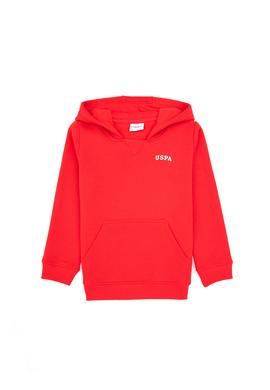 Erkek Çocuk Kırmızı Basic Kapüşonlu Şardonlu Sweatshirt - 50313808178