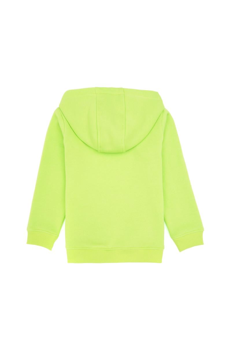 Erkek Çocuk Yeşil Basic Kapüşonlu Sweatshirt