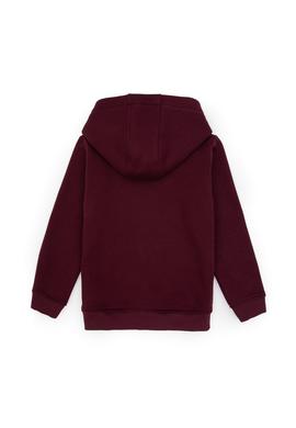 Erkek Çocuk Bordo Basic Kapüşonlu Şardonlu Sweatshirt - 50313808152