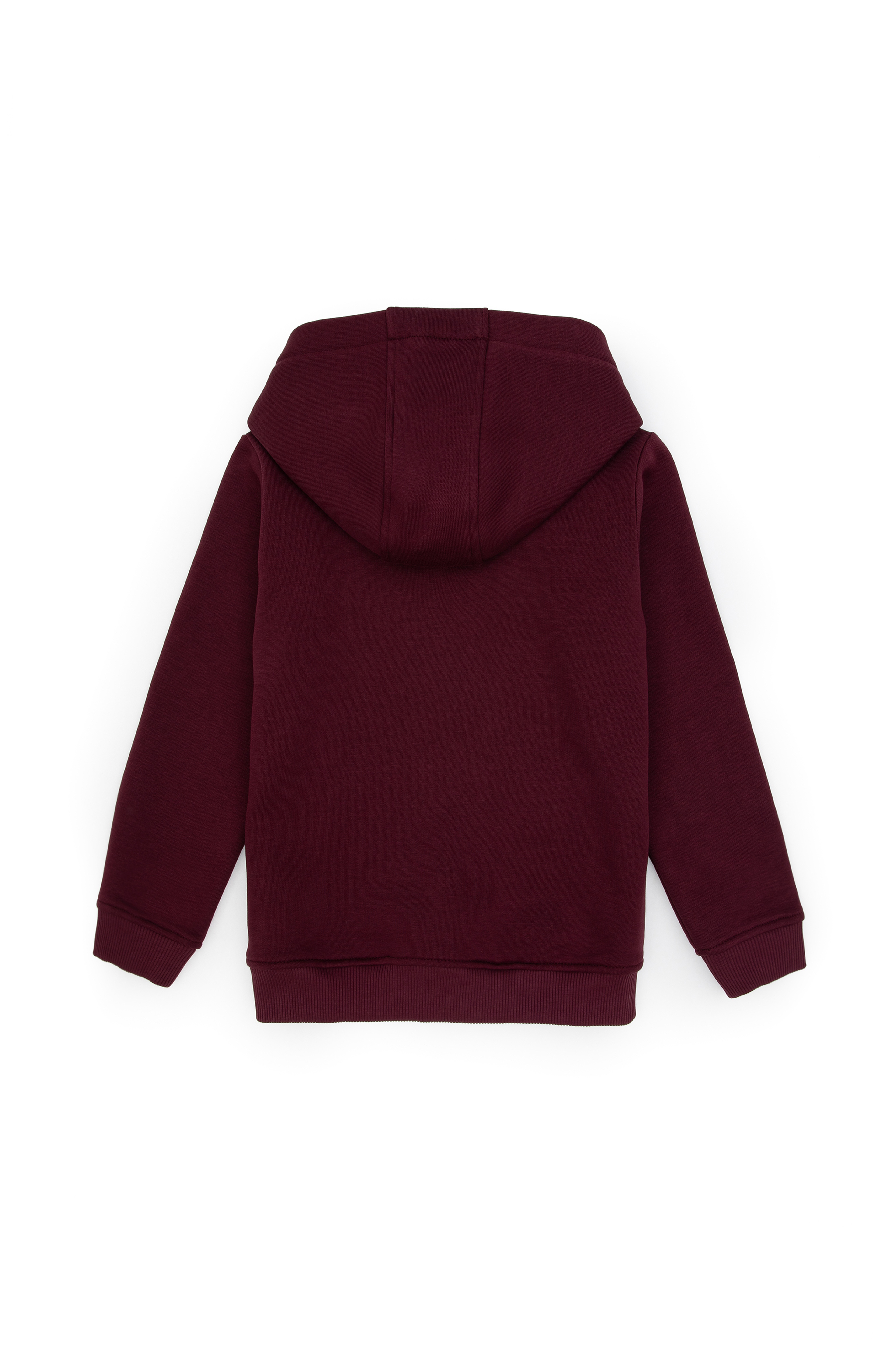 Erkek Çocuk Bordo Basic Kapüşonlu Şardonlu Sweatshirt