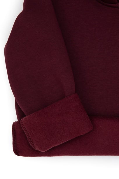 Erkek Çocuk Bordo Basic Kapüşonlu Şardonlu Sweatshirt