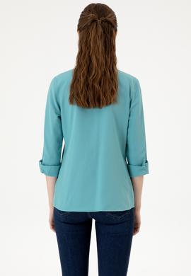 Kadın Mint Uzun Kollu Basic Gömlek - 50316711067