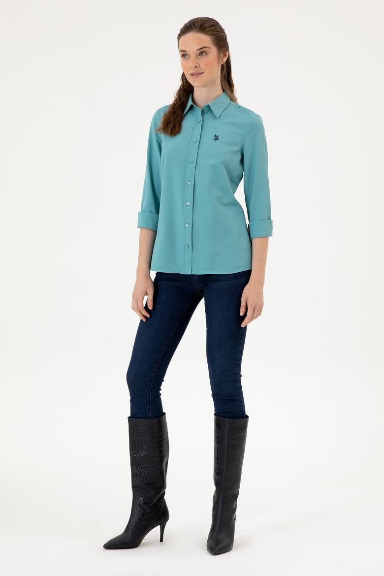 Kadın Mint Uzun Kollu Basic Gömlek - 50316711067