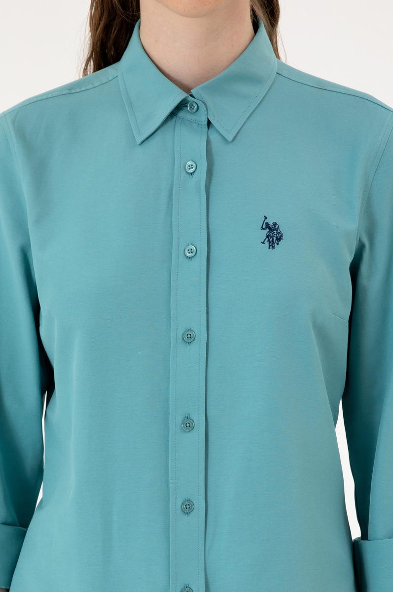 Kadın Mint Uzun Kollu Basic Gömlek