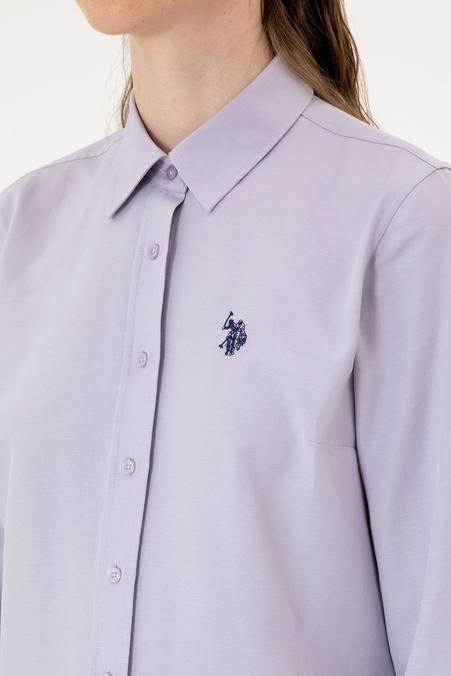 Kadın Mor Uzun Kollu Basic Gömlek