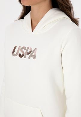 Kadın Krem Kapüşonlu Basic Sweatshirt - 50307711052