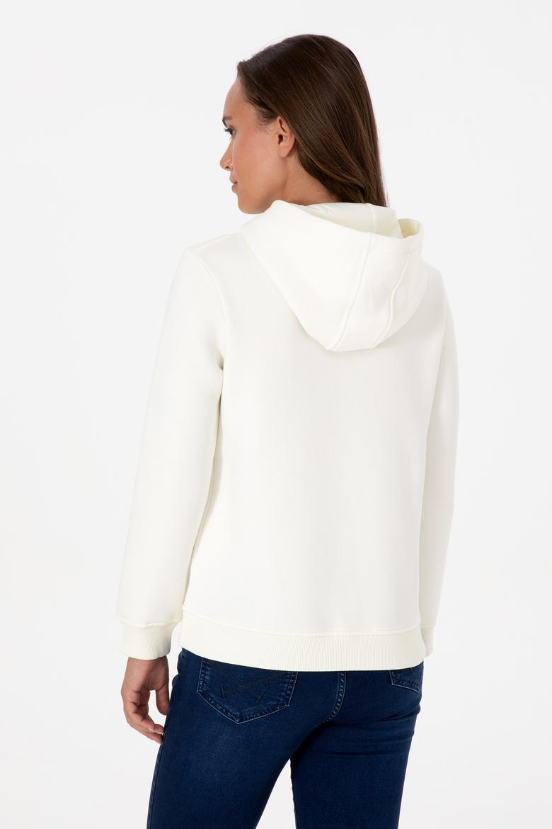 Kadın Krem Kapüşonlu Basic Sweatshirt - 50307711052