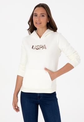 Kadın Krem Kapüşonlu Basic Sweatshirt - 50307711052