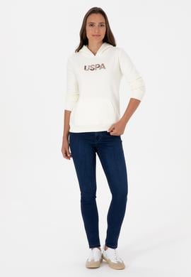 Kadın Krem Kapüşonlu Basic Sweatshirt - 50307711052