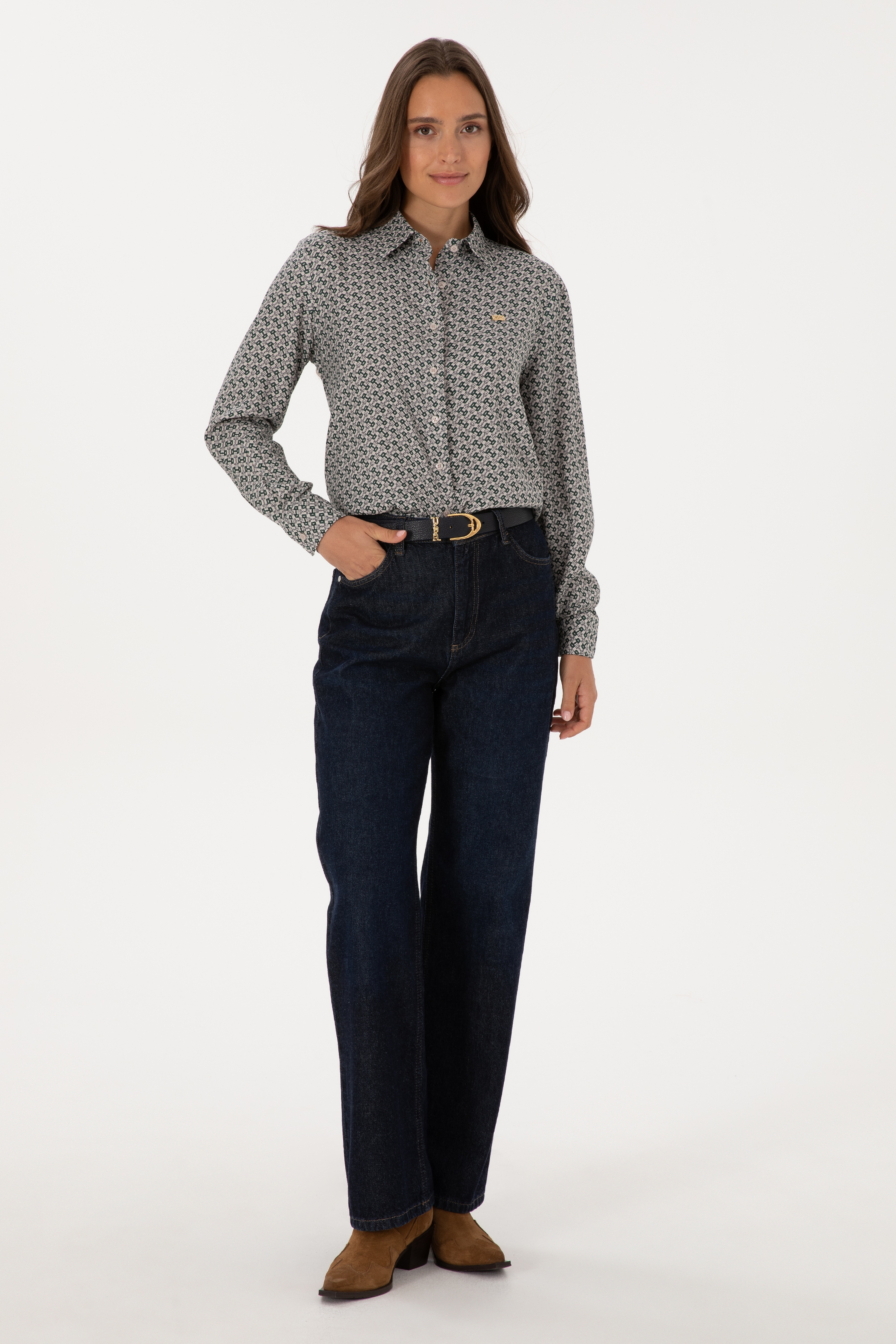 Kadın Taş Uzun Kollu Gömlek - Image 4
