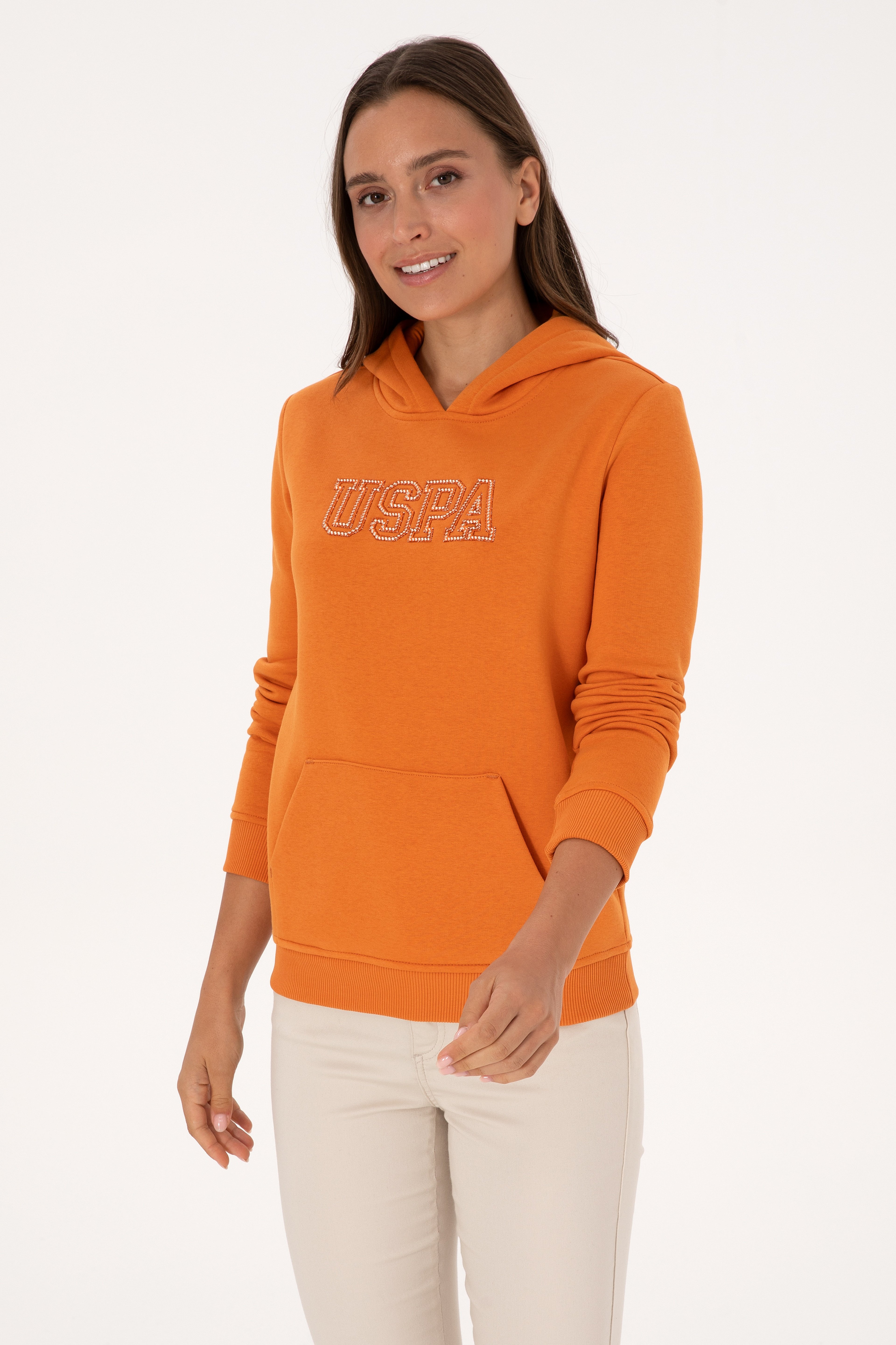 Kadın Bakır Şardonlu Kapüşonlu Basic Sweatshirt