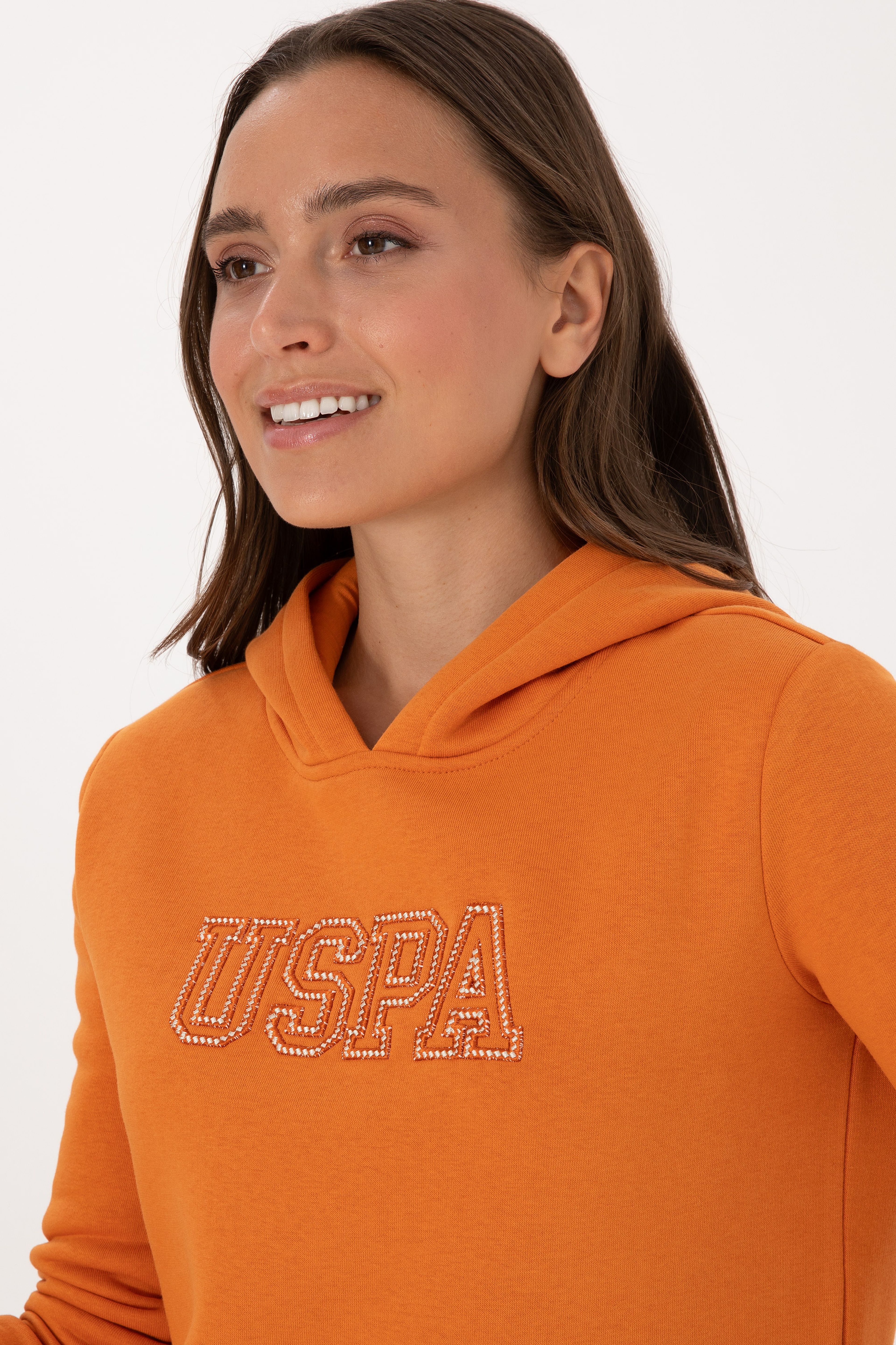 Kadın Bakır Şardonlu Kapüşonlu Basic Sweatshirt - Image 2