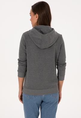 Kadın Antrasit Melanj Şardonlu Kapüşonlu Basic Sweatshirt - 50313566029